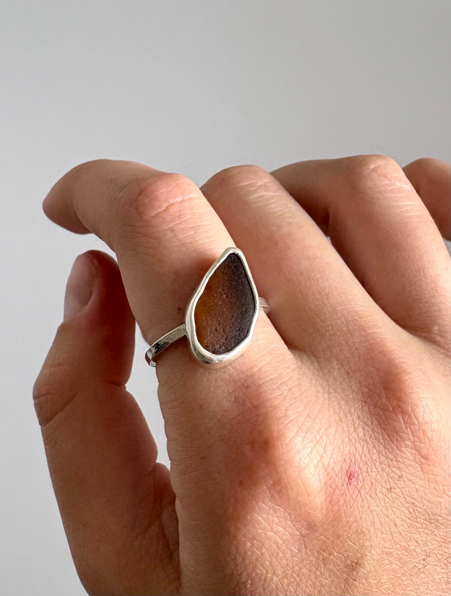 Sea Glass ring SIZE O