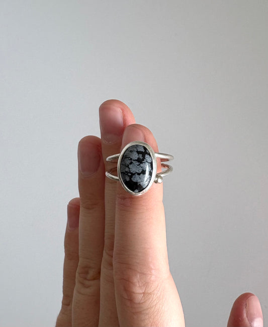 Snowflake Obsidian ring  SIZE N